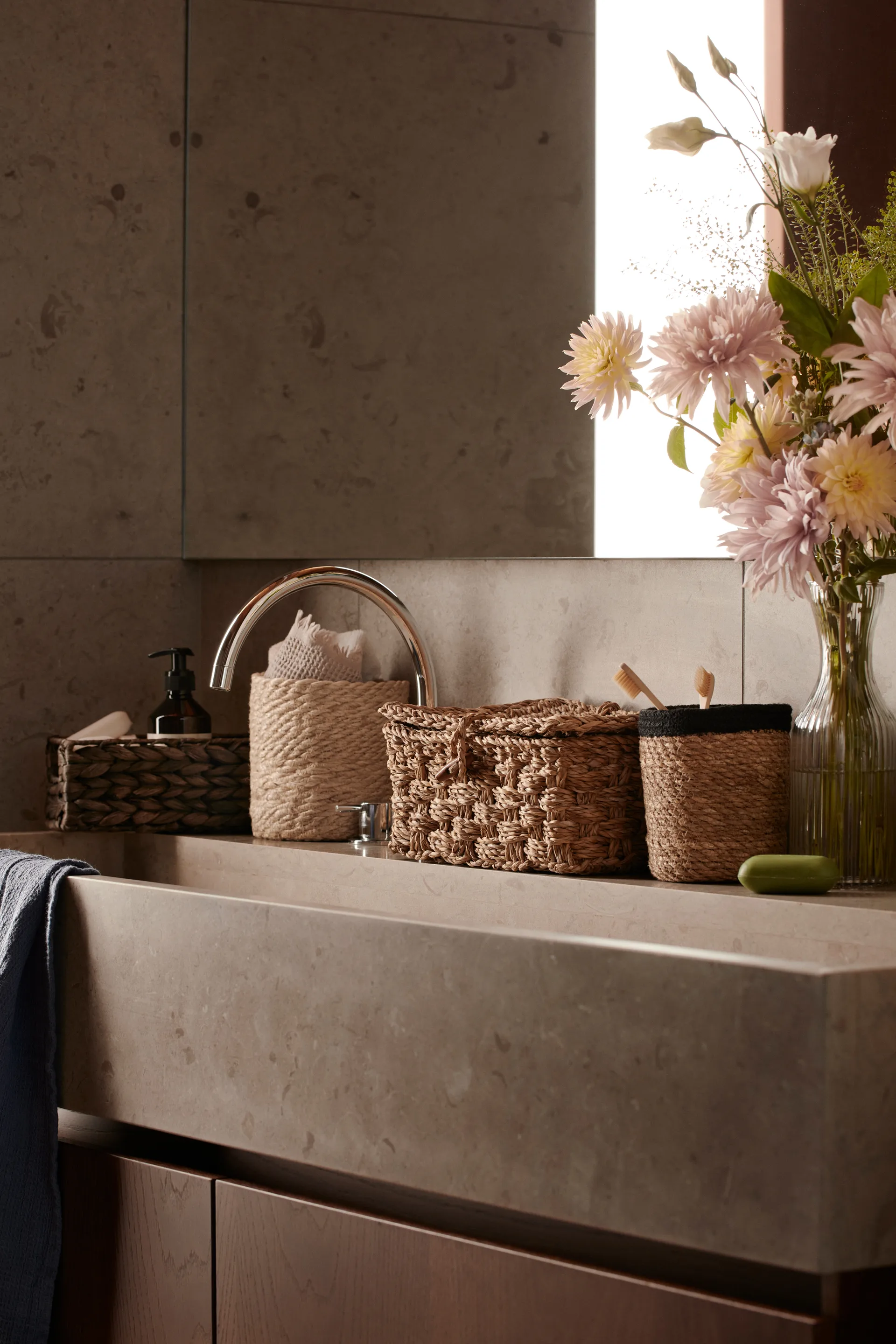 Kosz do przechowywania Emil 3-pak small, Naturalny-czarny Dixie