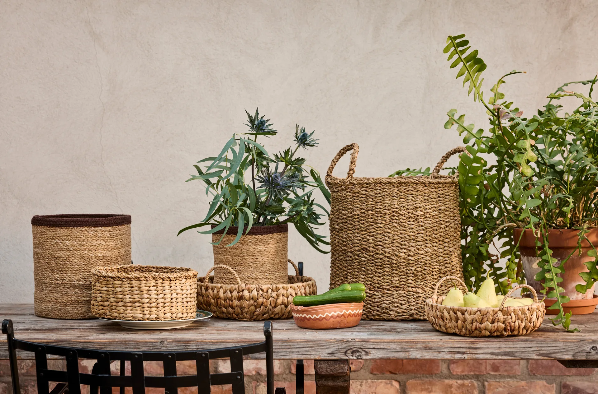 Kosz do przechowywania z uchwytem Esther cylinder 2-pack, Natural Dixie