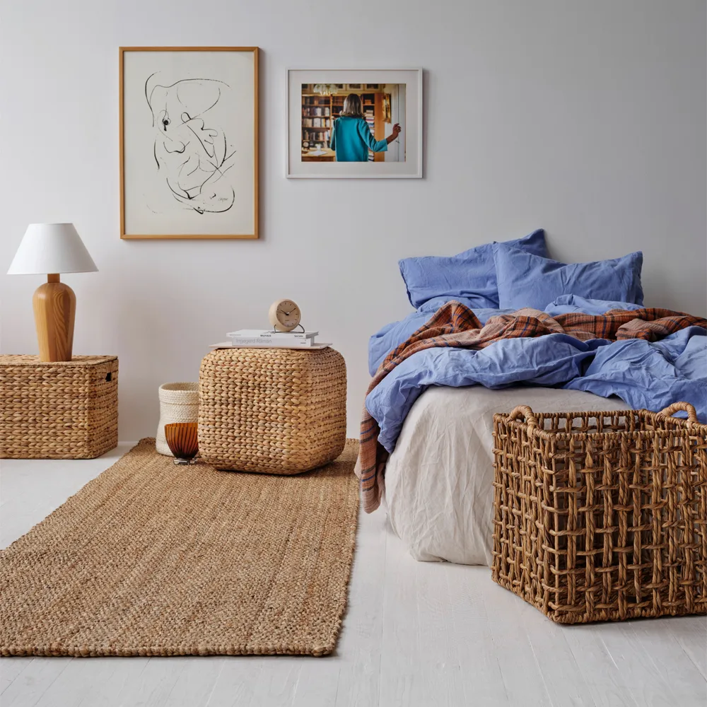 Lily puf Ø59 cm, naturalny, hiacynt wodny, okrągły Dixie