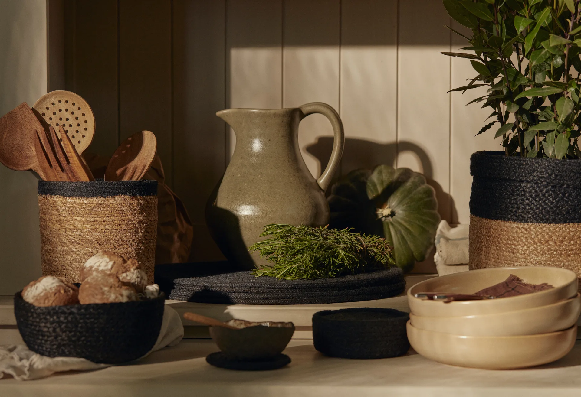 Pleciony koszyk na chleb 3-pak, Czarny Dixie