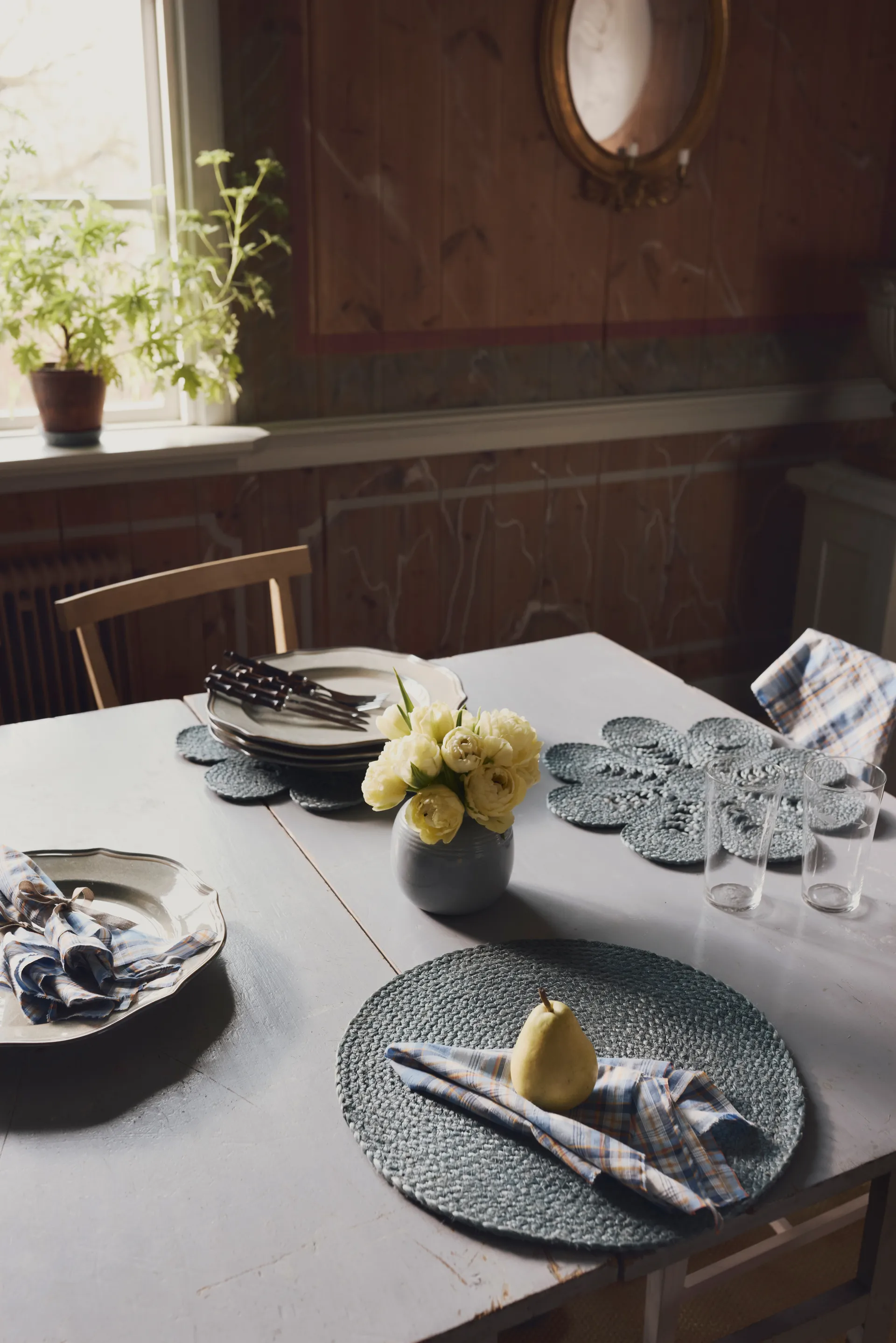 Podkładka stołowa Elin Anemone Ø40 cm, Horizon blue Dixie