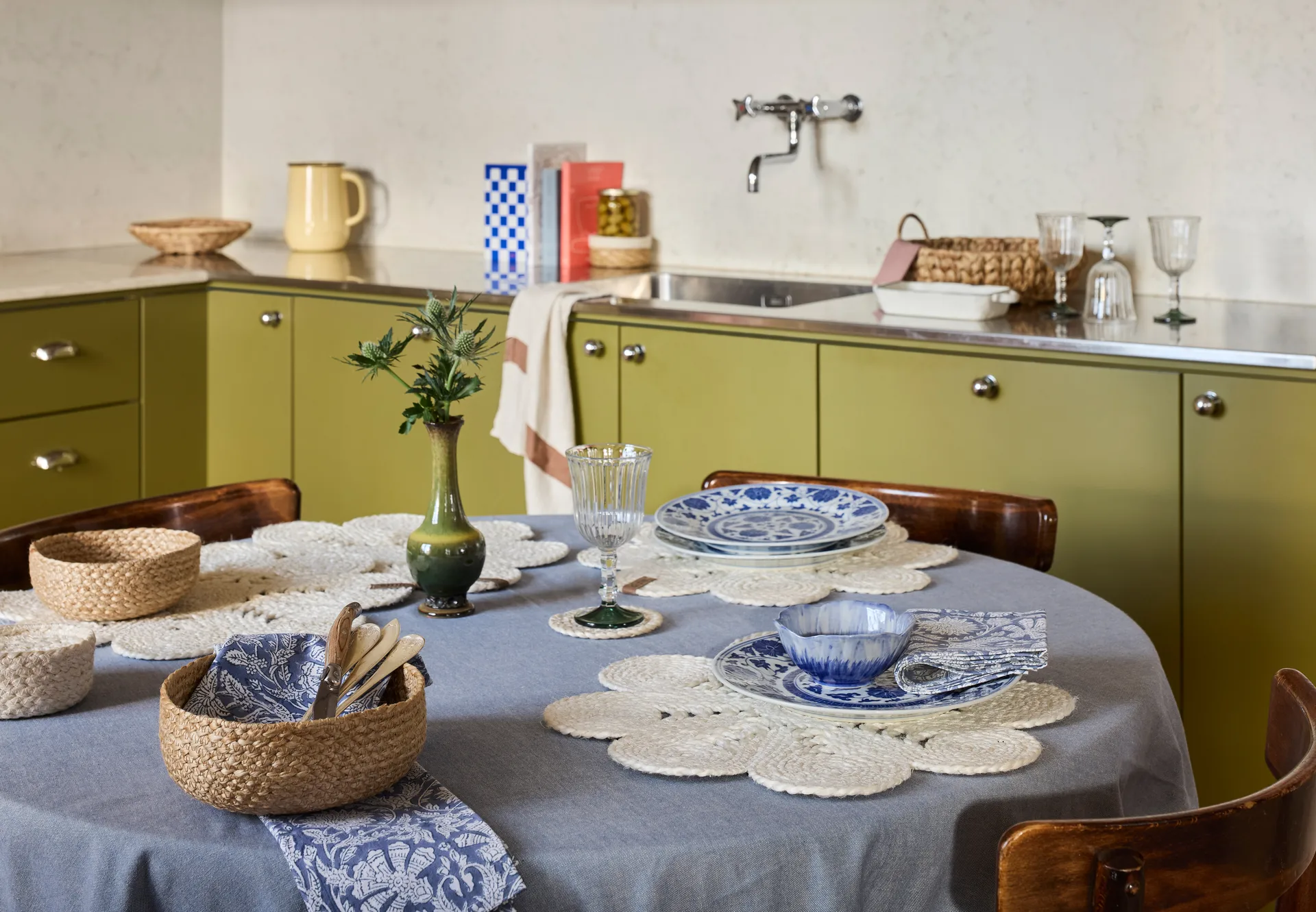 Podkładka stołowa Elin Anemone Ø40 cm, White Dixie