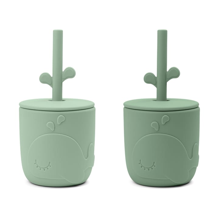 Kubek Wally ze słomką Peekaboo 2-pak - Green - Done by deer