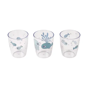Mini-szklanki Sea Friends Yummy, 3 szt. 120 ml - Blue - Done by deer