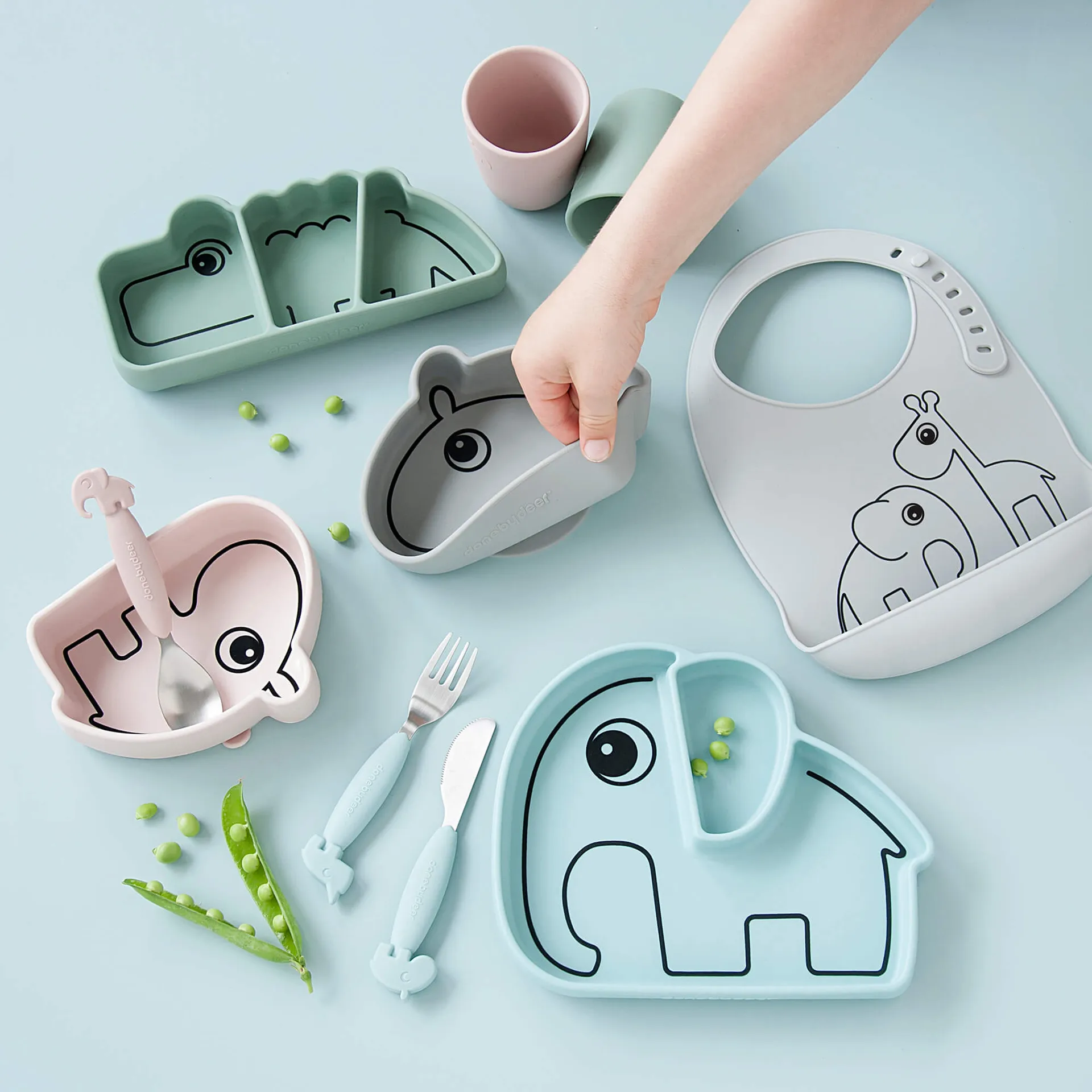 Talerz dziecięcy Croco Stick&Stay 9x21 cm, Green Done by deer