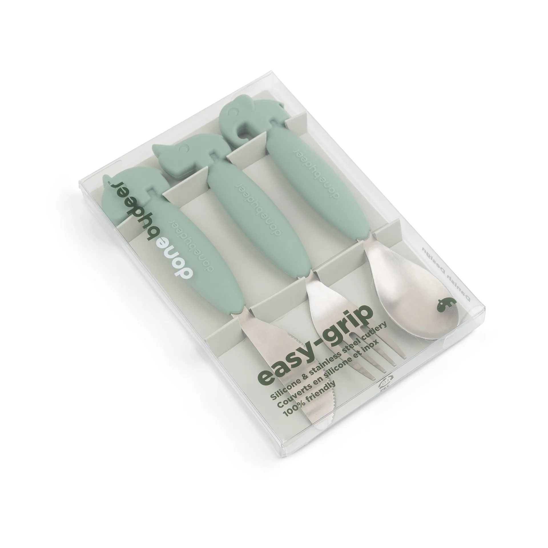 Zestaw sztućców Deer Friends Easy-grip, 3 części, Green Done by deer