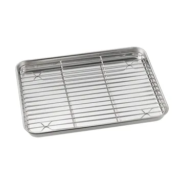 Blacha gastronomiczna Gili - Stal nierdzewna, z kratką, 31,5×24,5 cm - Dorre
