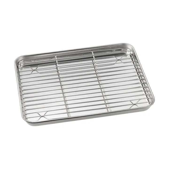 Blacha gastronomiczna Gili - Stal nierdzewna, z kratką, 31,5×24,5 cm - Dorre
