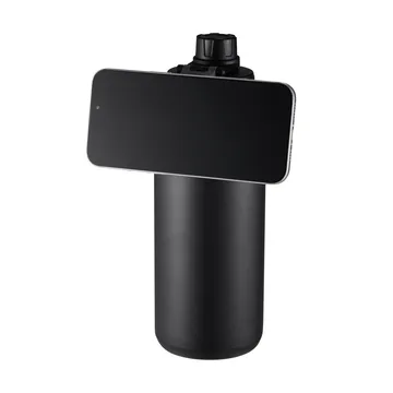 Butelka na wodę Flory podwójna ścianka magnes mobilny 0,9 L - Czarny-fioletowy - Dorre