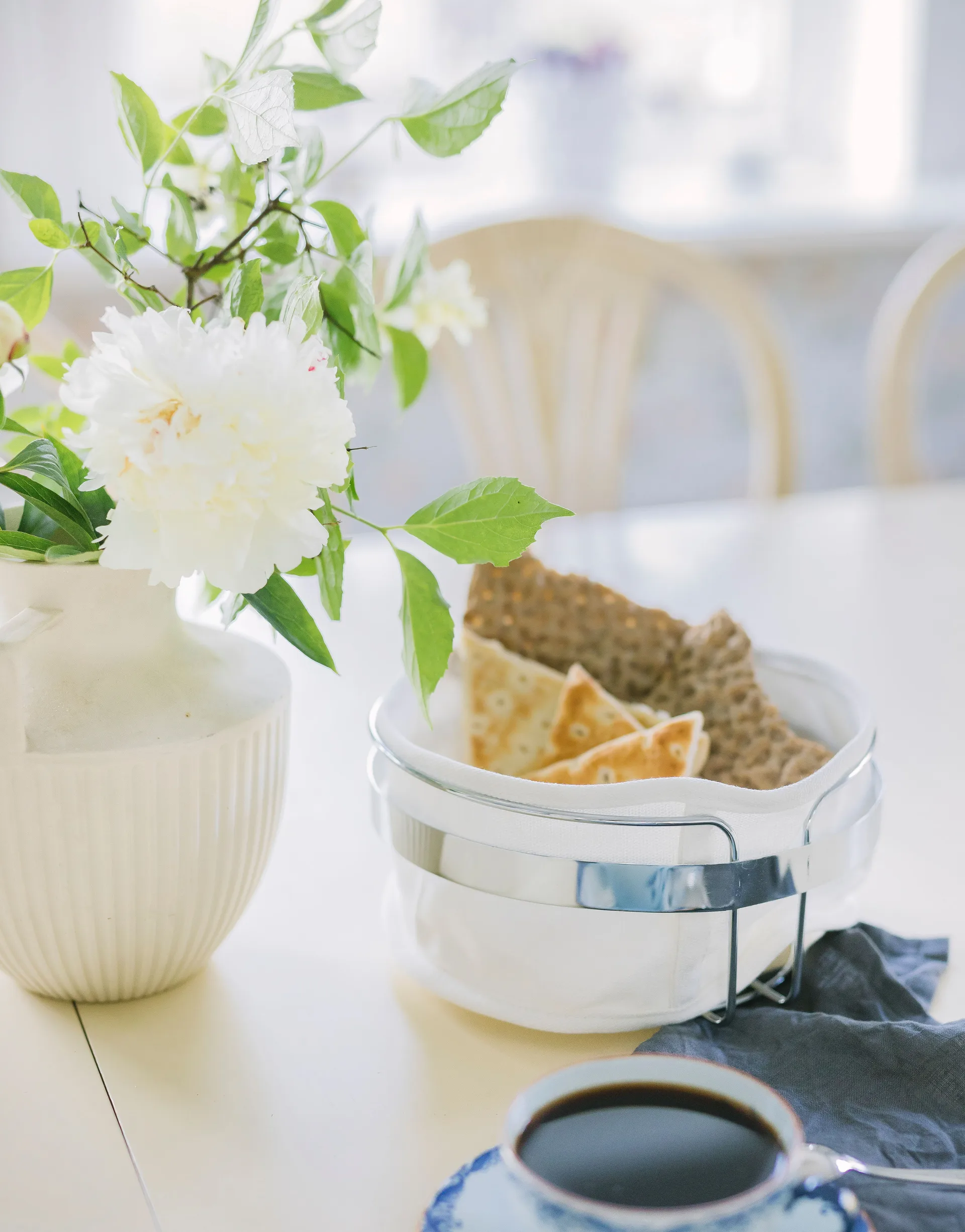 Koszyk na pieczywo praktyczny Ø22 cm, Tkanina-chrom Dorre