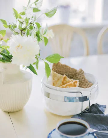 Koszyk na pieczywo praktyczny Ø22 cm - Tkanina-chrom - Dorre