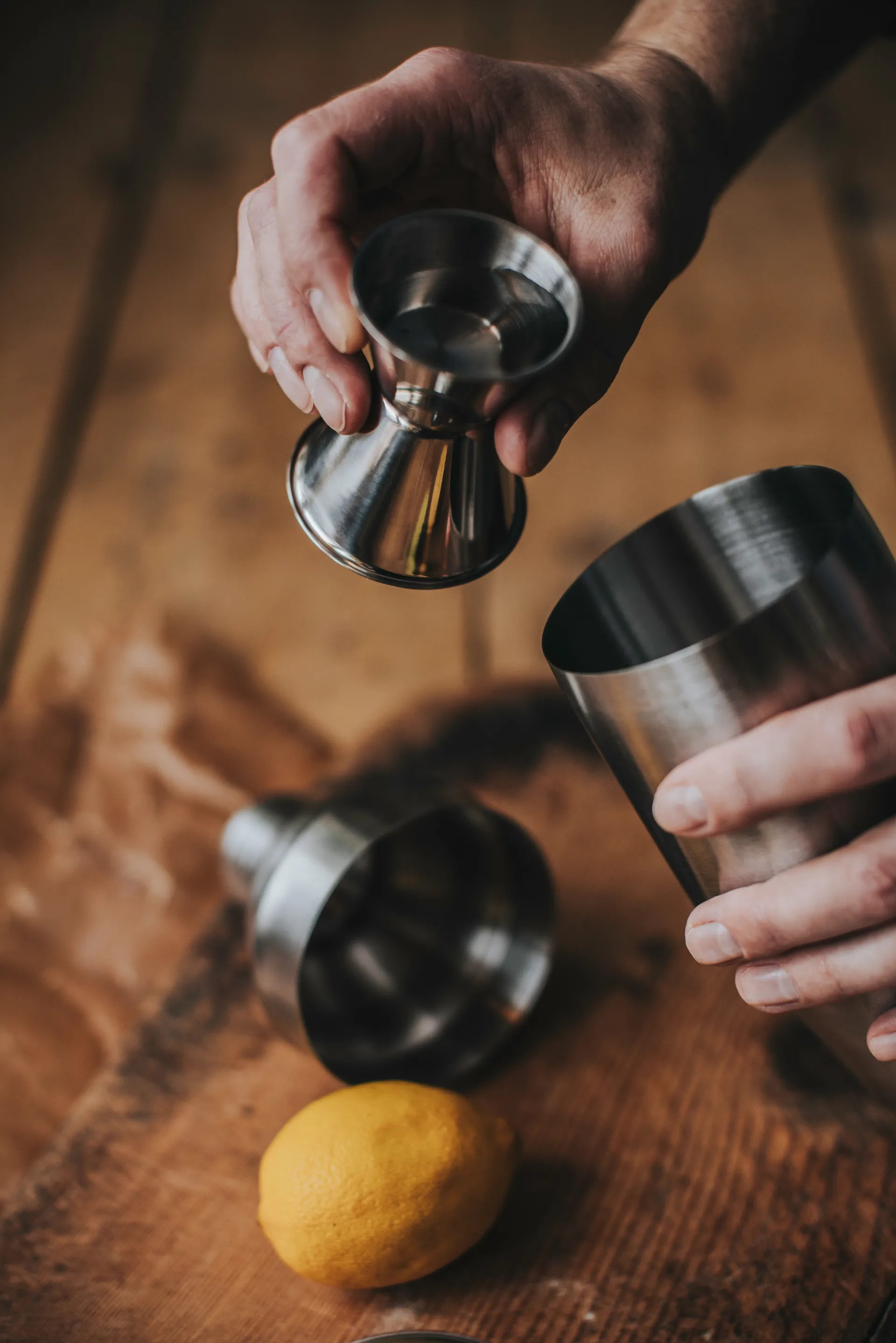 Miarka barmańska Maya 4-6 cl, Srebrna  Dorre