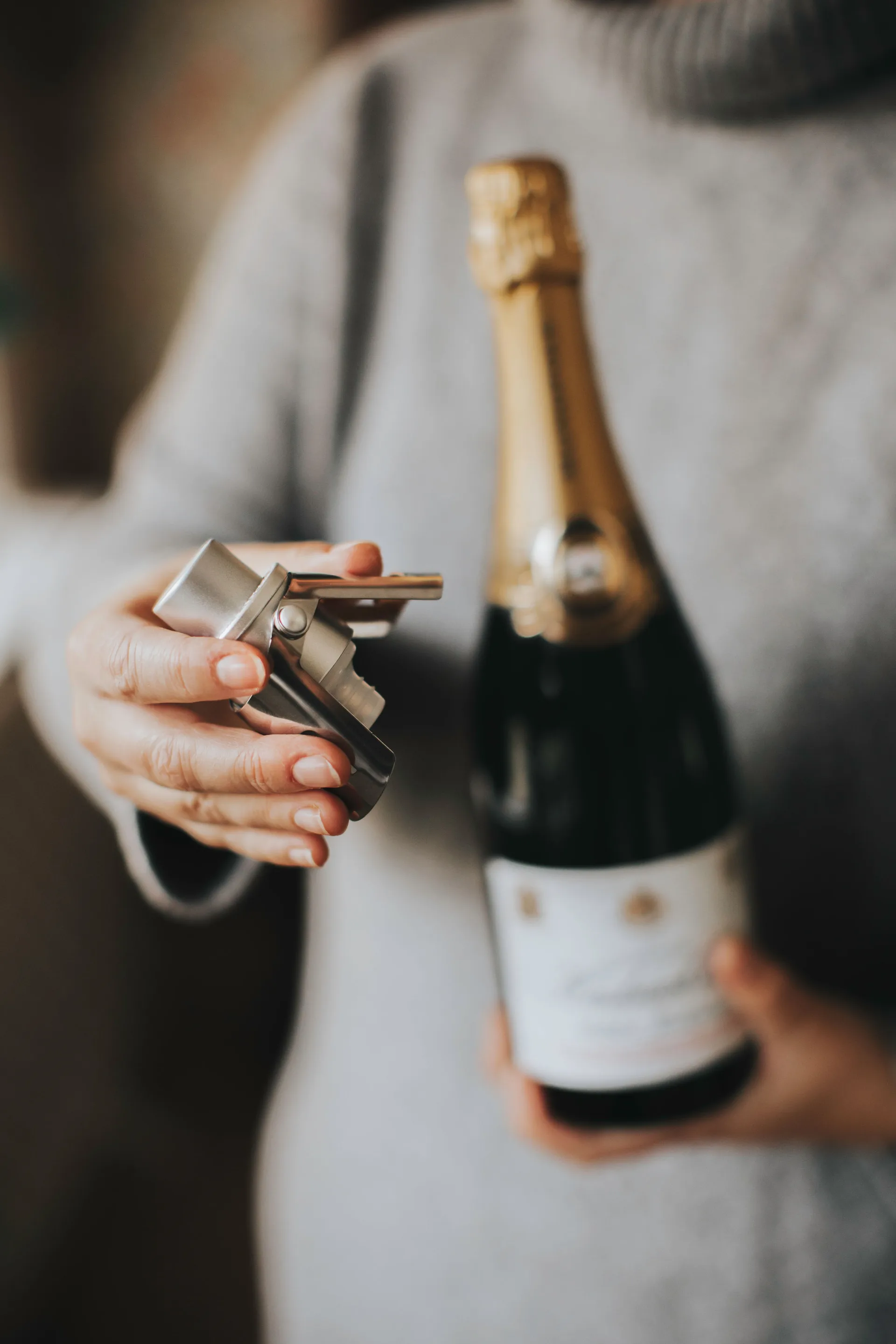 Uszczelniacz do szampana Pump it, Srebrny Dorre