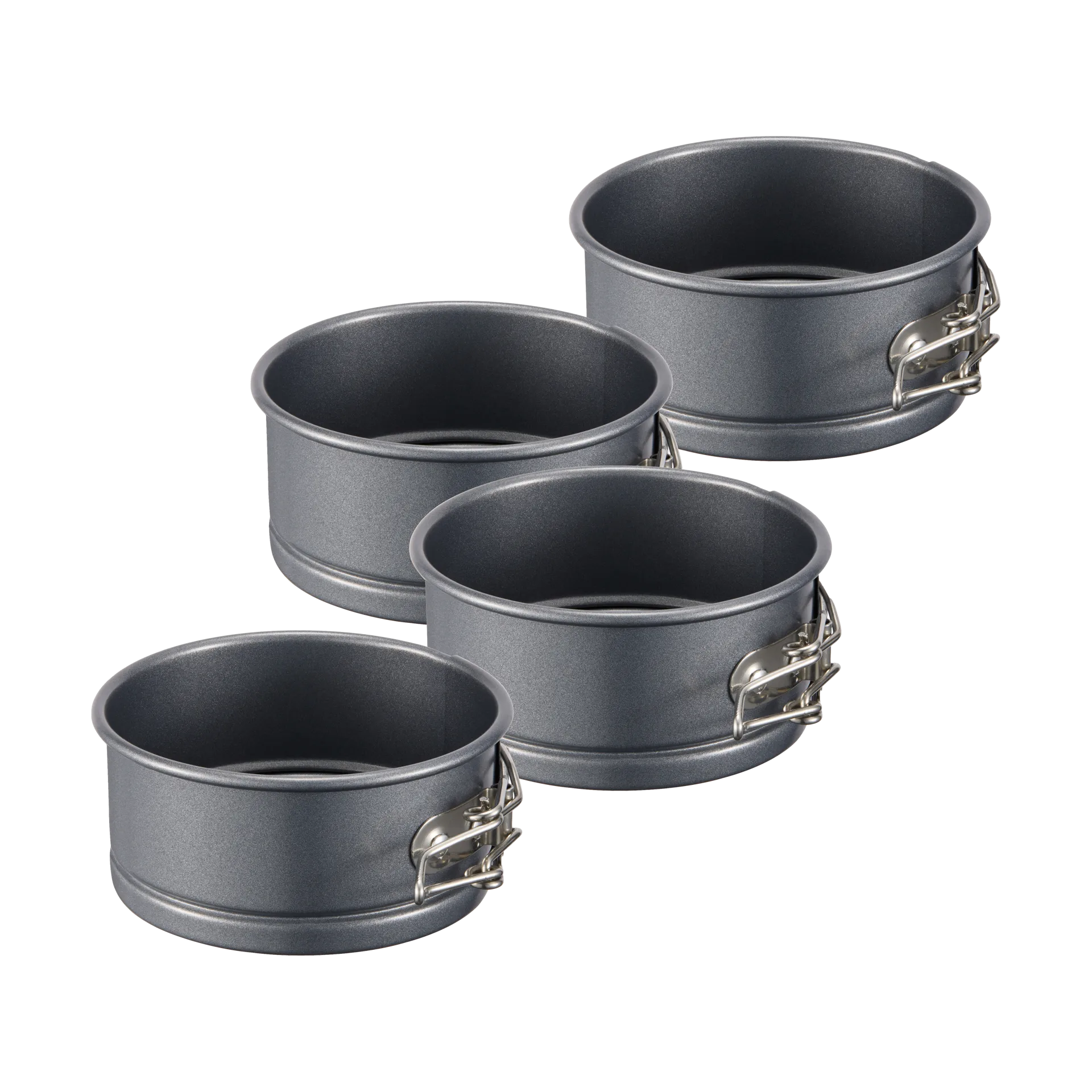 Zestaw 4 mini tortownic Karabo ze stali niestopowej, Ø10 cm Dorre