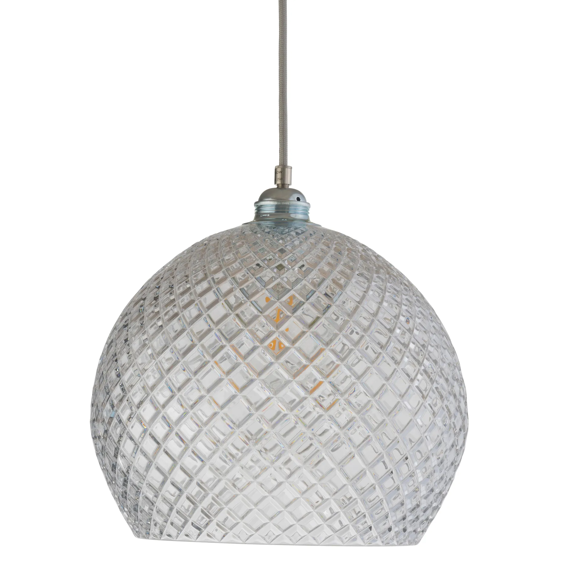 Lampa sufitowa Rowan Chrystal Ø 28 cm, Mała kratka ze srebrnym przewodem EBB & FLOW