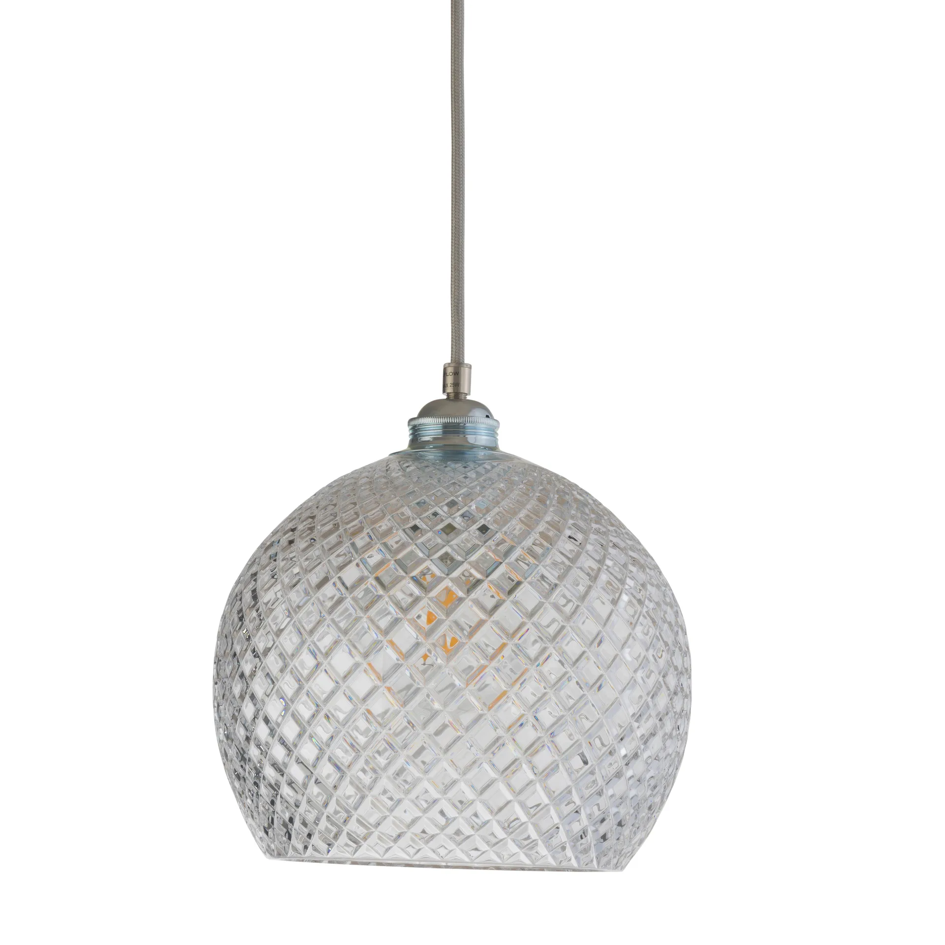 Lampa sufitowa Rowan Crystal Ø 22 cm, Mała kratka ze srebrnym przewodem EBB & FLOW