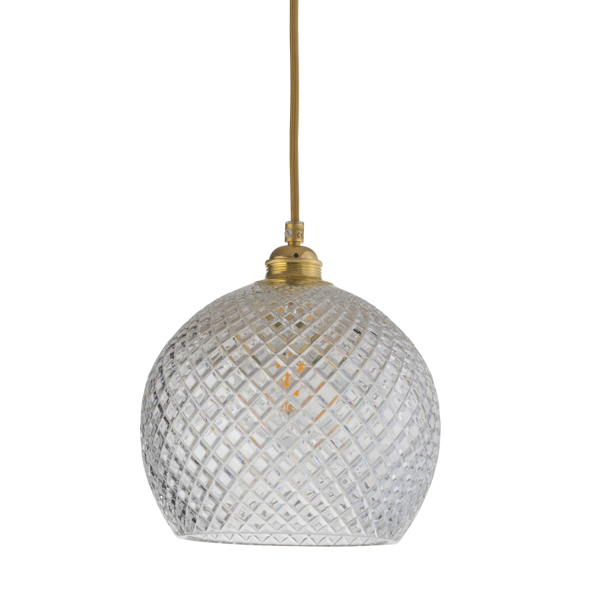 Lampa sufitowa Rowan Crystal Ø 22 cm, Mała kratka ze złotym przewodem EBB & FLOW
