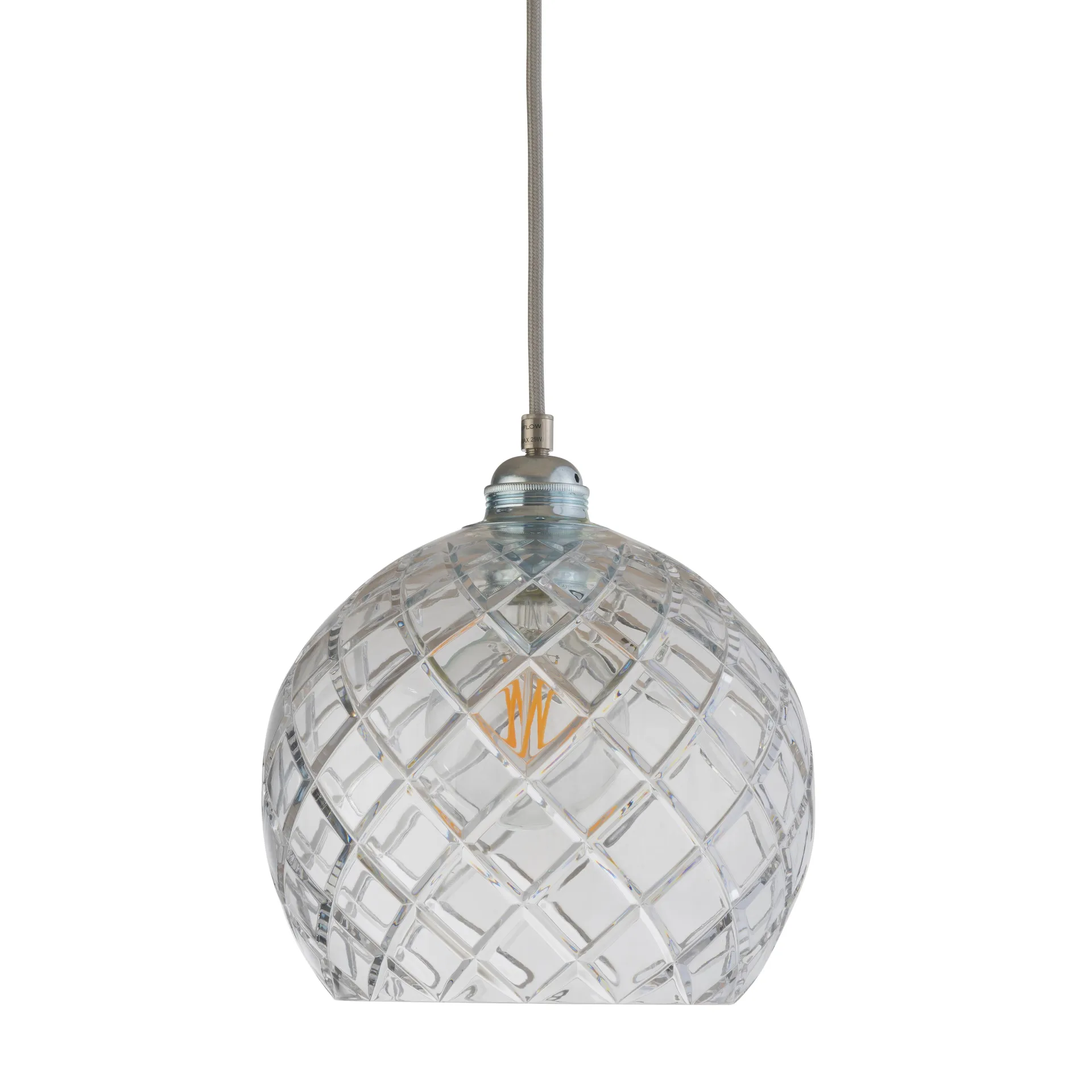 Lampa sufitowa Rowan Crystal Ø 22 cm, Medium check ze srebrnym sznurkiem EBB & FLOW