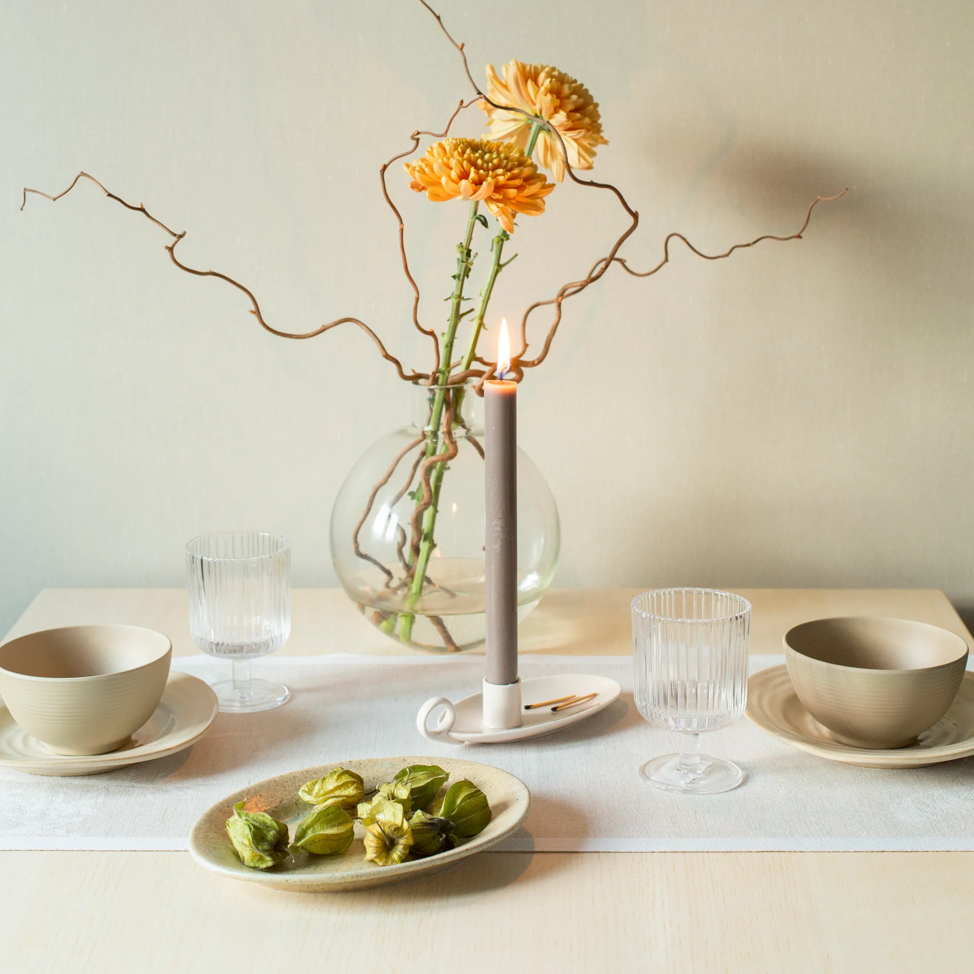 Airy bieżnik na stół 35x120 cm, Beżowy Ekelund Linneväveri