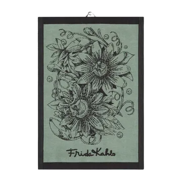 Frida Kahlo Mi Jardin ręcznik kuchenny 35x50 cm - Czarny - Ekelund Linneväveri