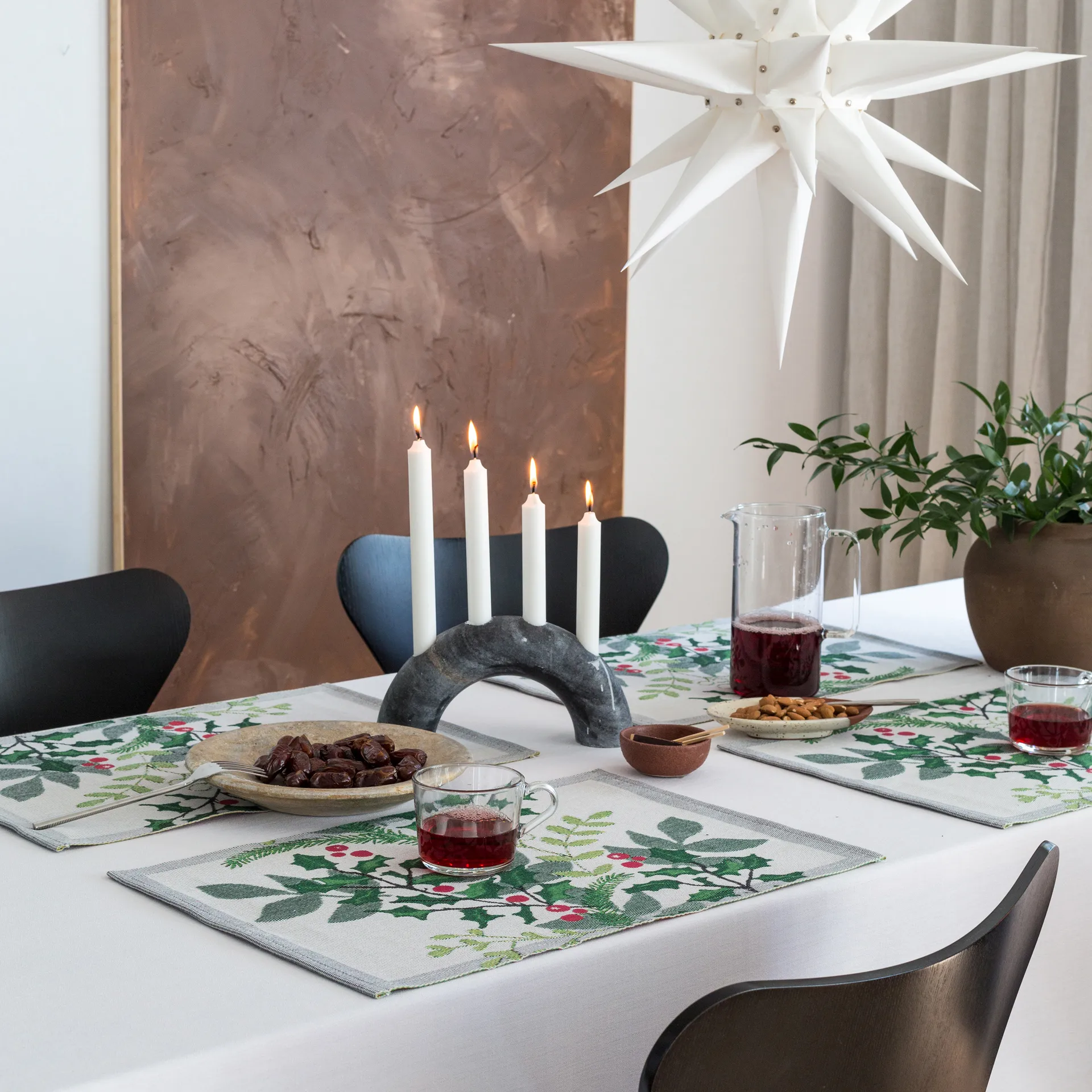 Julia podkładka 35x48 cm, Biały-Zielony Ekelund Linneväveri