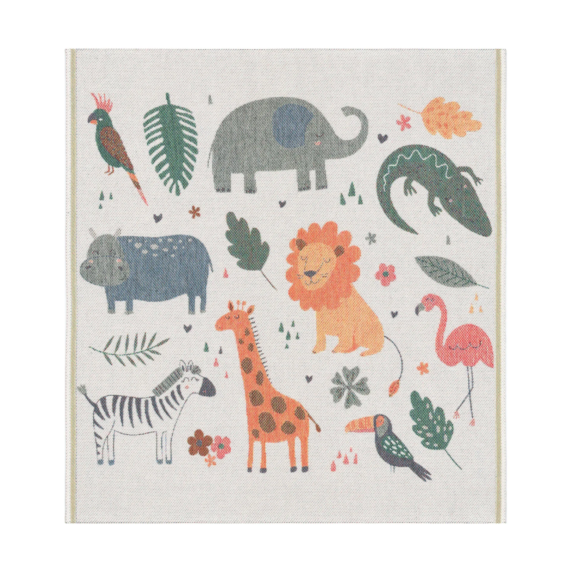 Kocyk dla niemowląt z motywem dżungli 70x75 cm, Multi Ekelund Linneväveri