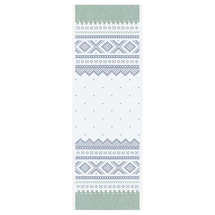 Marius bieżnik na stół 35x100 cm, Zielono-niebieski Ekelund Linneväveri