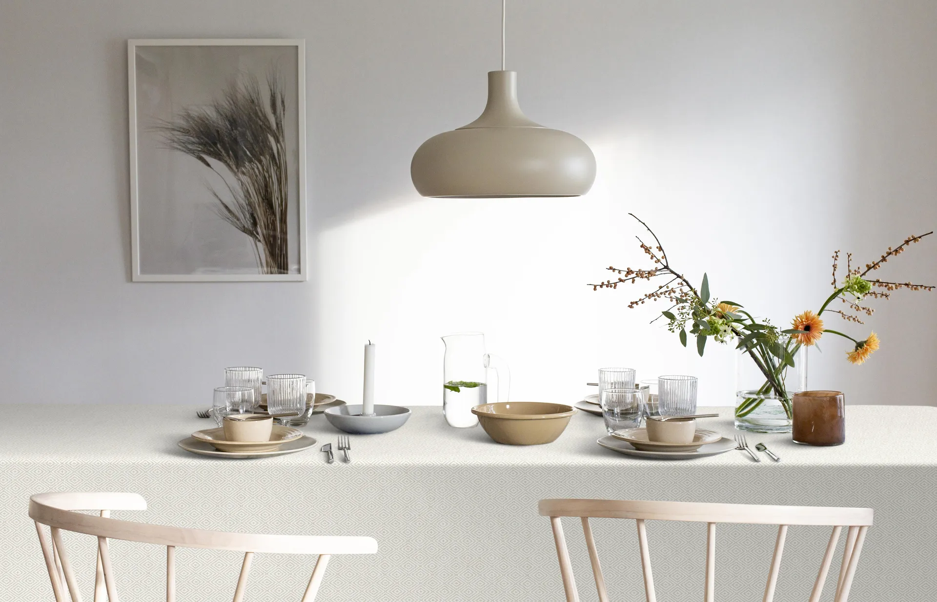 Obrus Gåsöga niebielony, 150x300 cm Ekelund Linneväveri