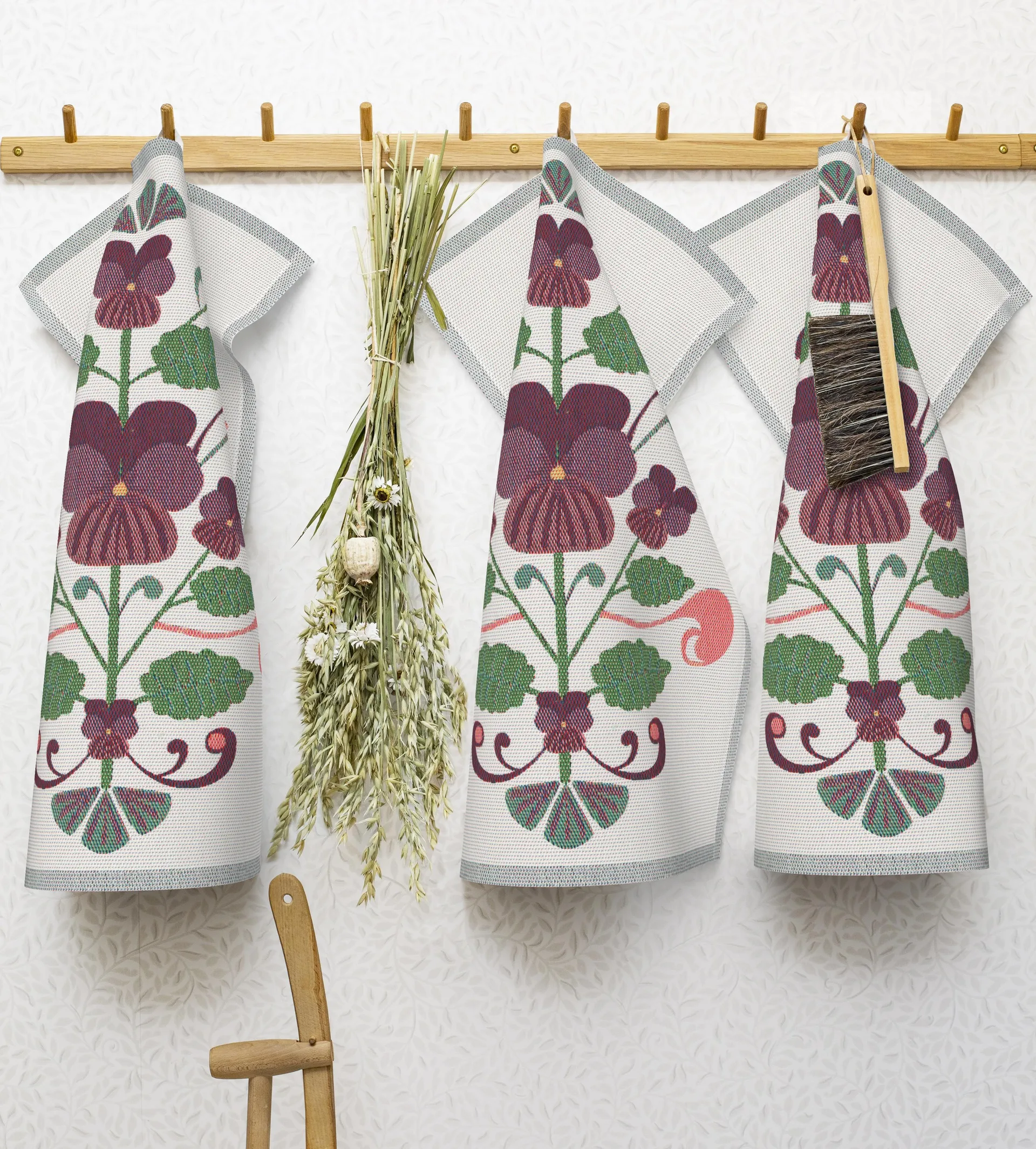 Ręcznik kuchenny Lindas Fiołek 40x60 cm, Fiolet-szary Ekelund Linneväveri