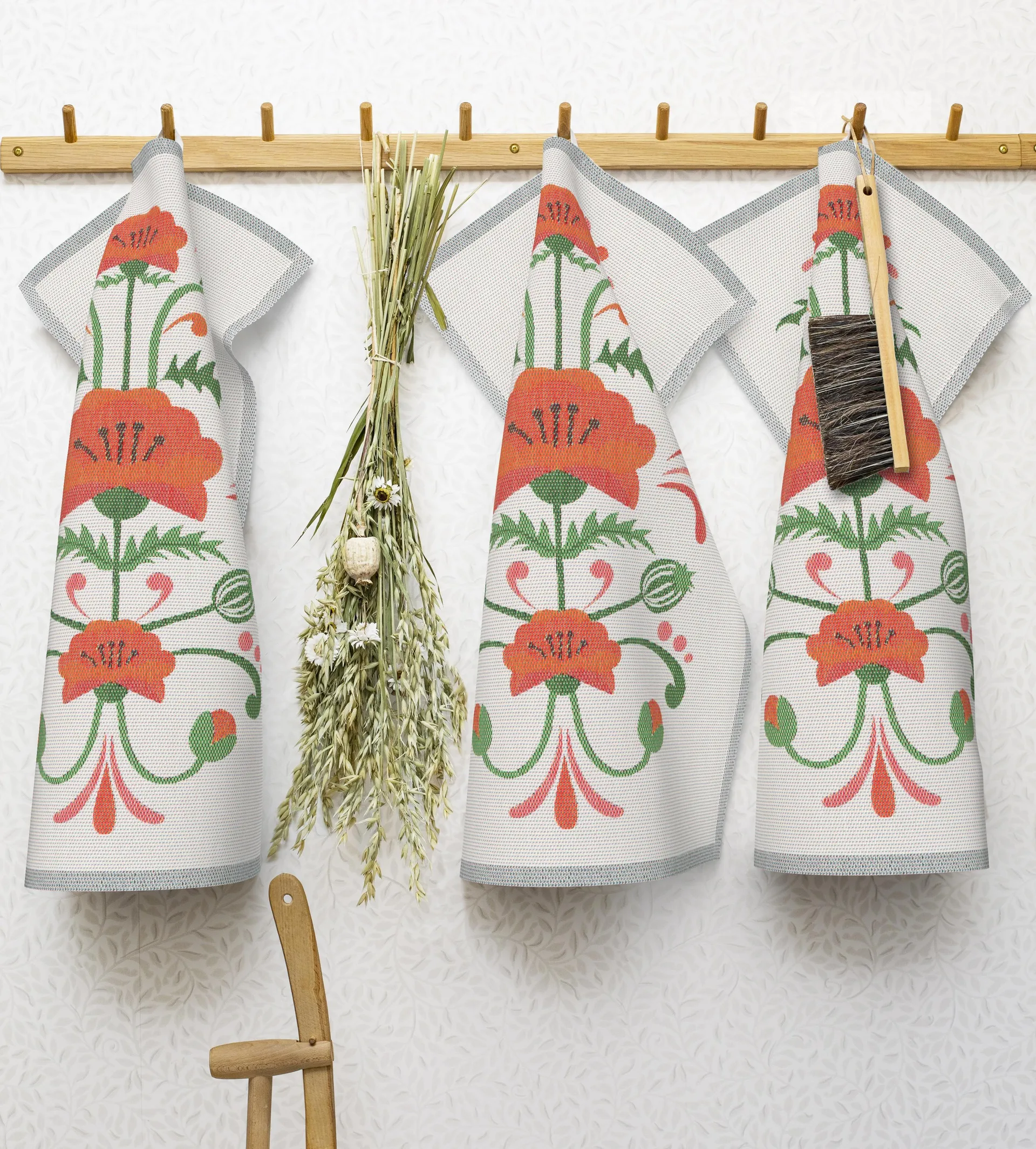 Ręcznik kuchenny Lindas Mak 40x60 cm, Pomarańczowo-szary Ekelund Linneväveri