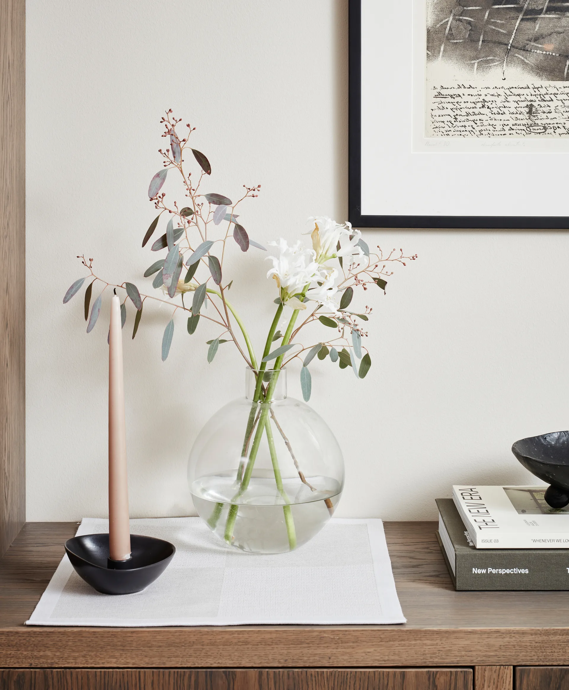 Serwetka niebielona w kwadraty, 35x35 cm Ekelund Linneväveri