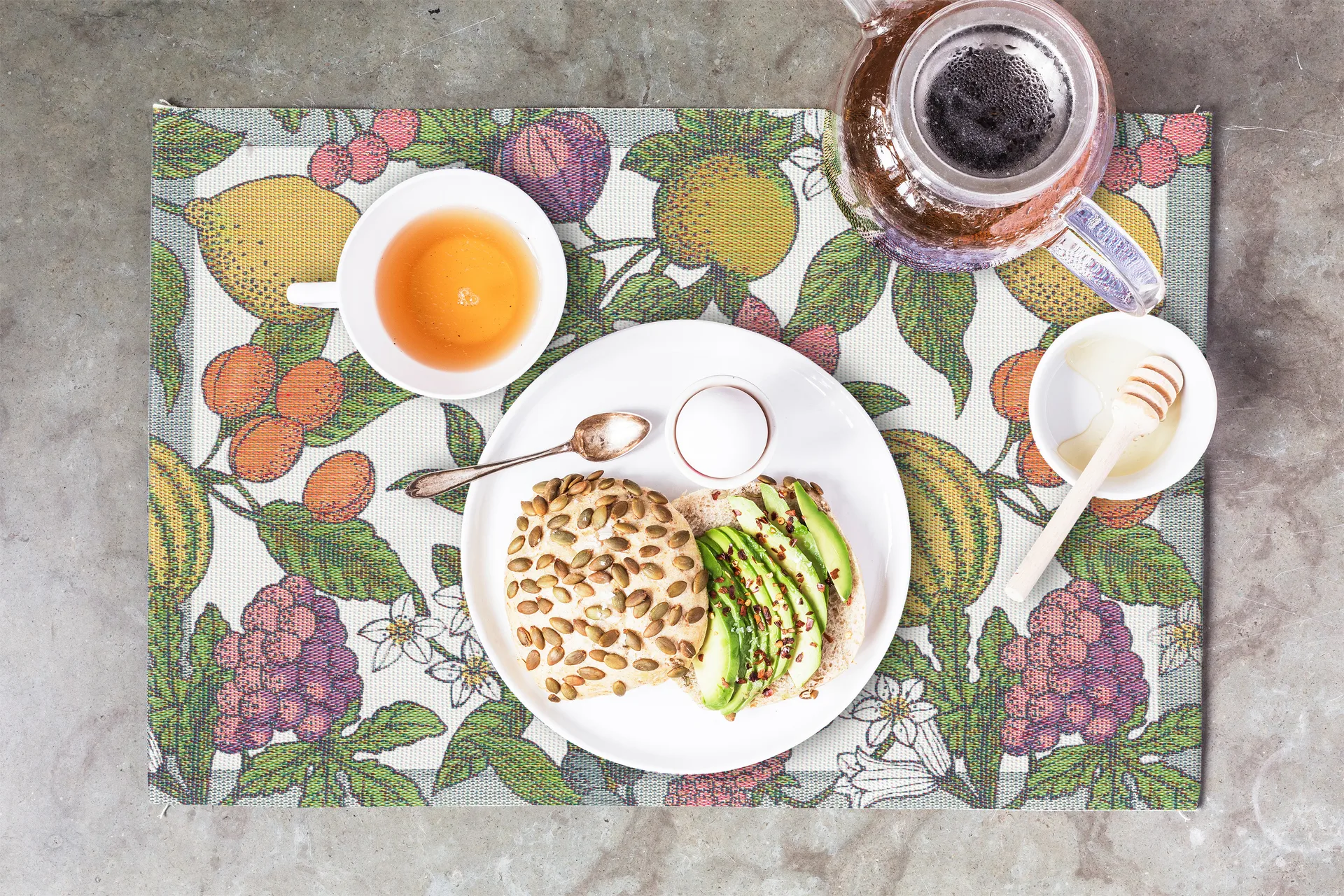 Taca stołowa z motywem letnich owoców, 35x48 cm Ekelund Linneväveri