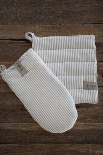 Łapka kuchenna w paski Ernst 23x25 cm - Beżowo-biały, w paski - ERNST