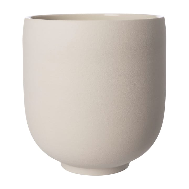 Doniczka z podstawką Ernst, naturalna biel - Wysokość 28 cm Ø26 cm - ERNST