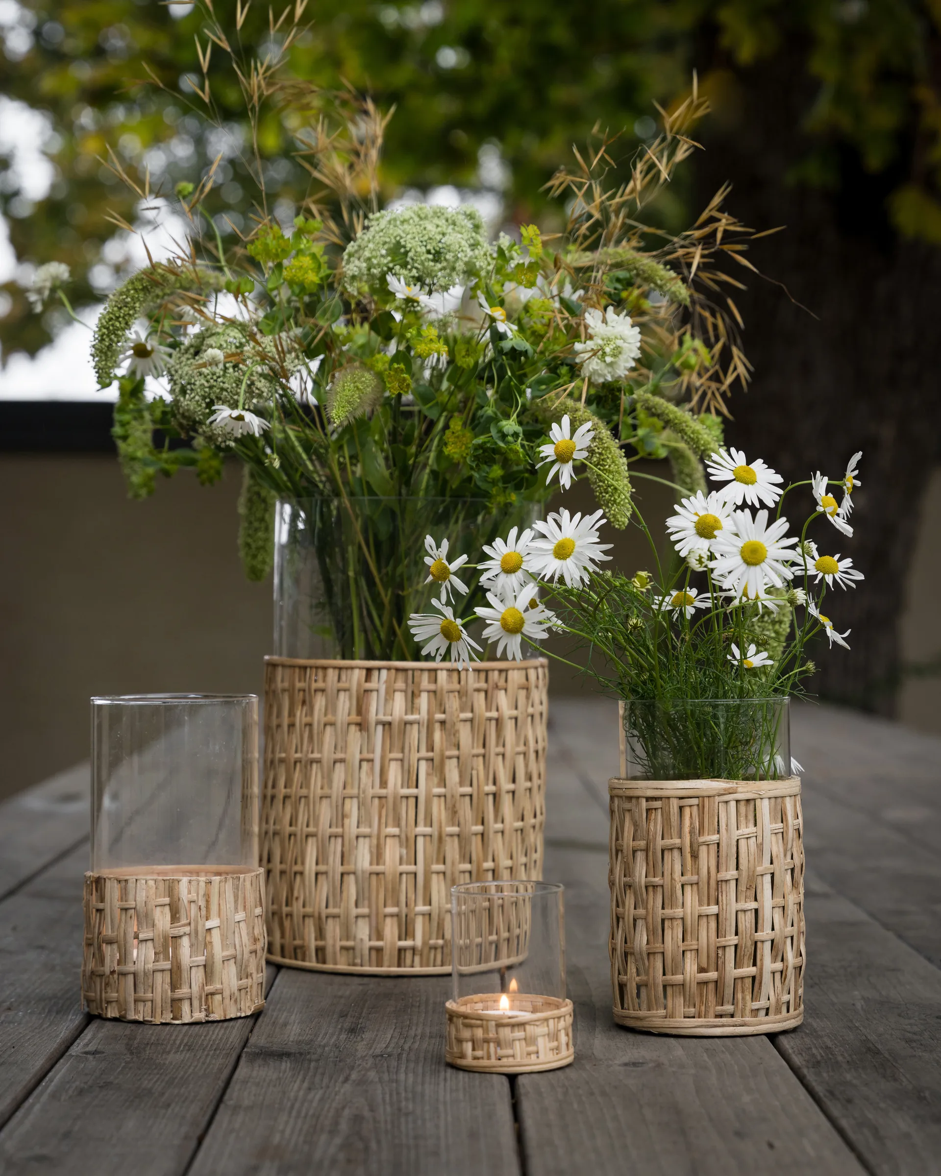 Ernst wazon/świecznik z koszyczkiem, Natural Ø10x12 cm ERNST