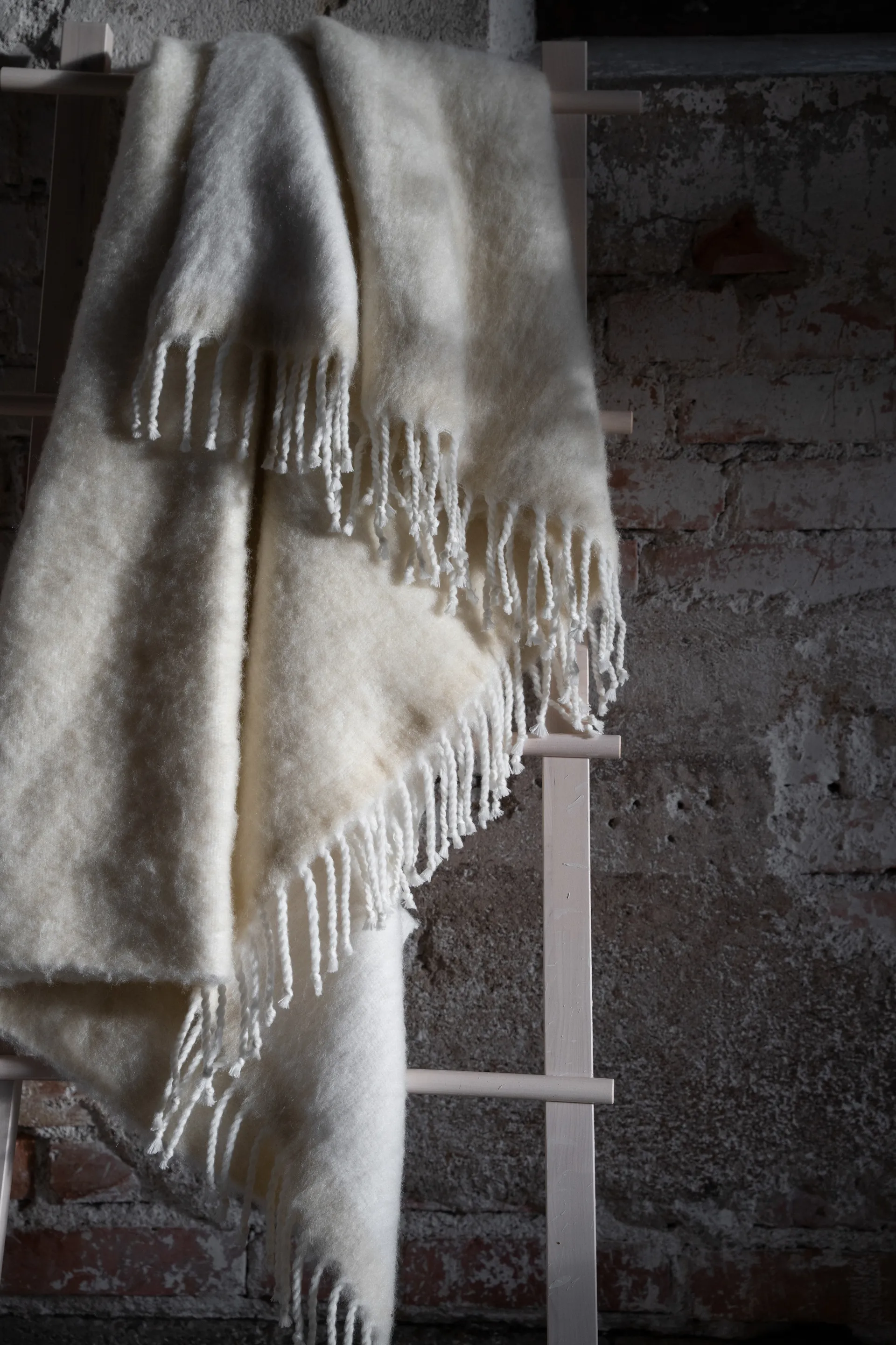 Koc z frędzlami Ernst 130x170 cm, Naturalna biel ERNST