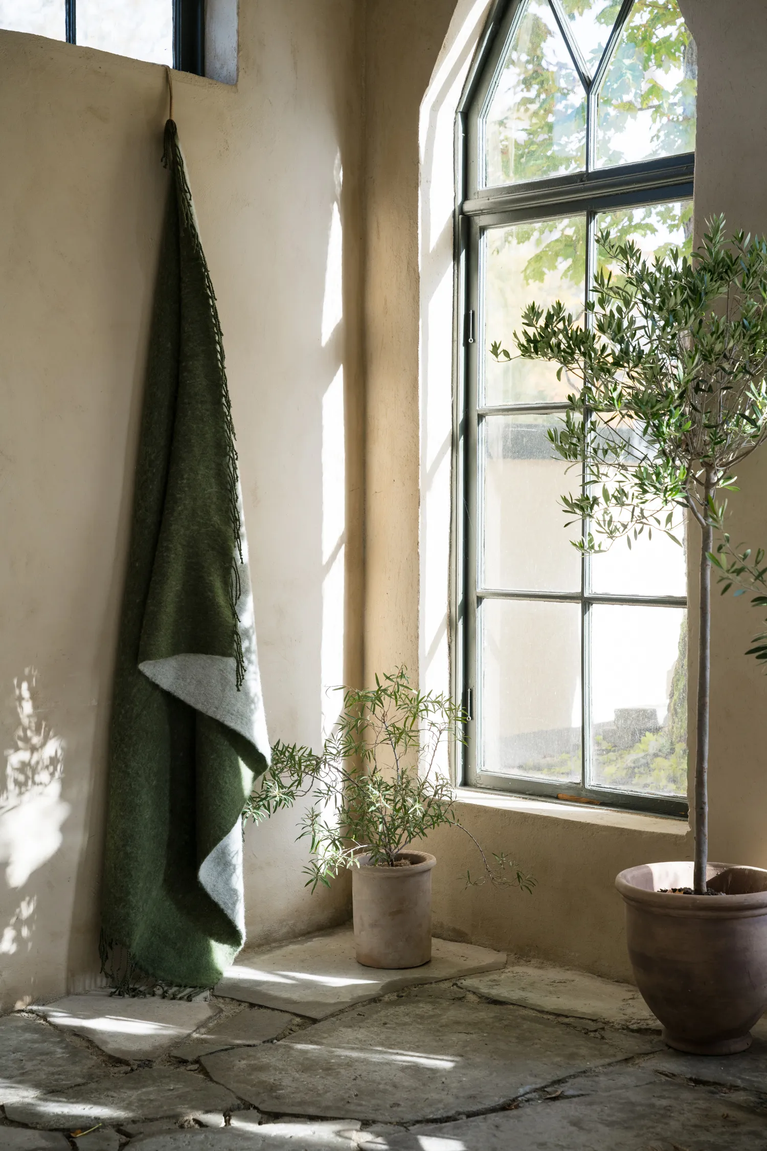 Koc z frędzlami Ernst 130x170 cm, Zielono-biały ERNST