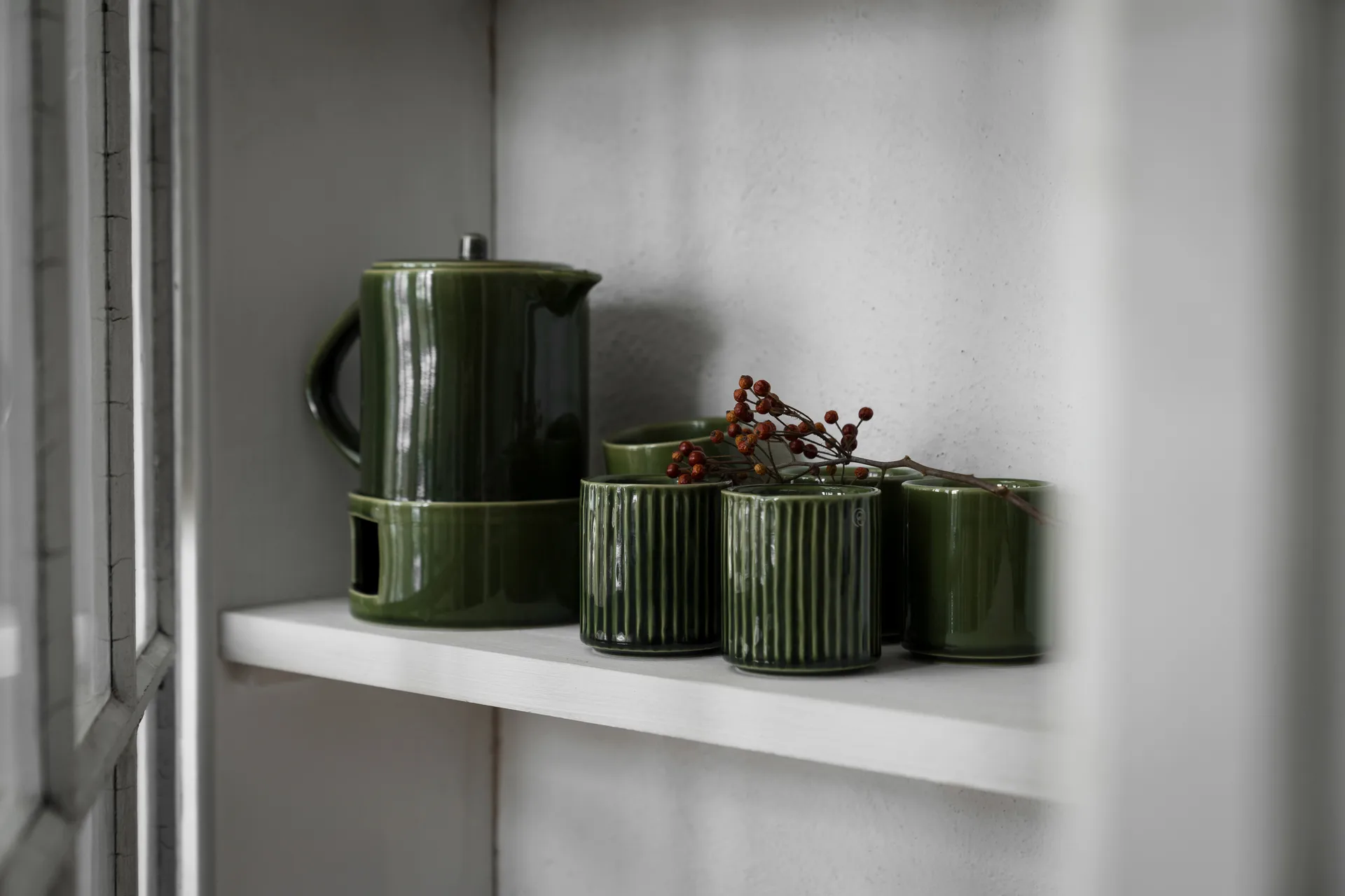 Kubek żebrowany Ernst, bez ucha 19 cl, Zielony ERNST