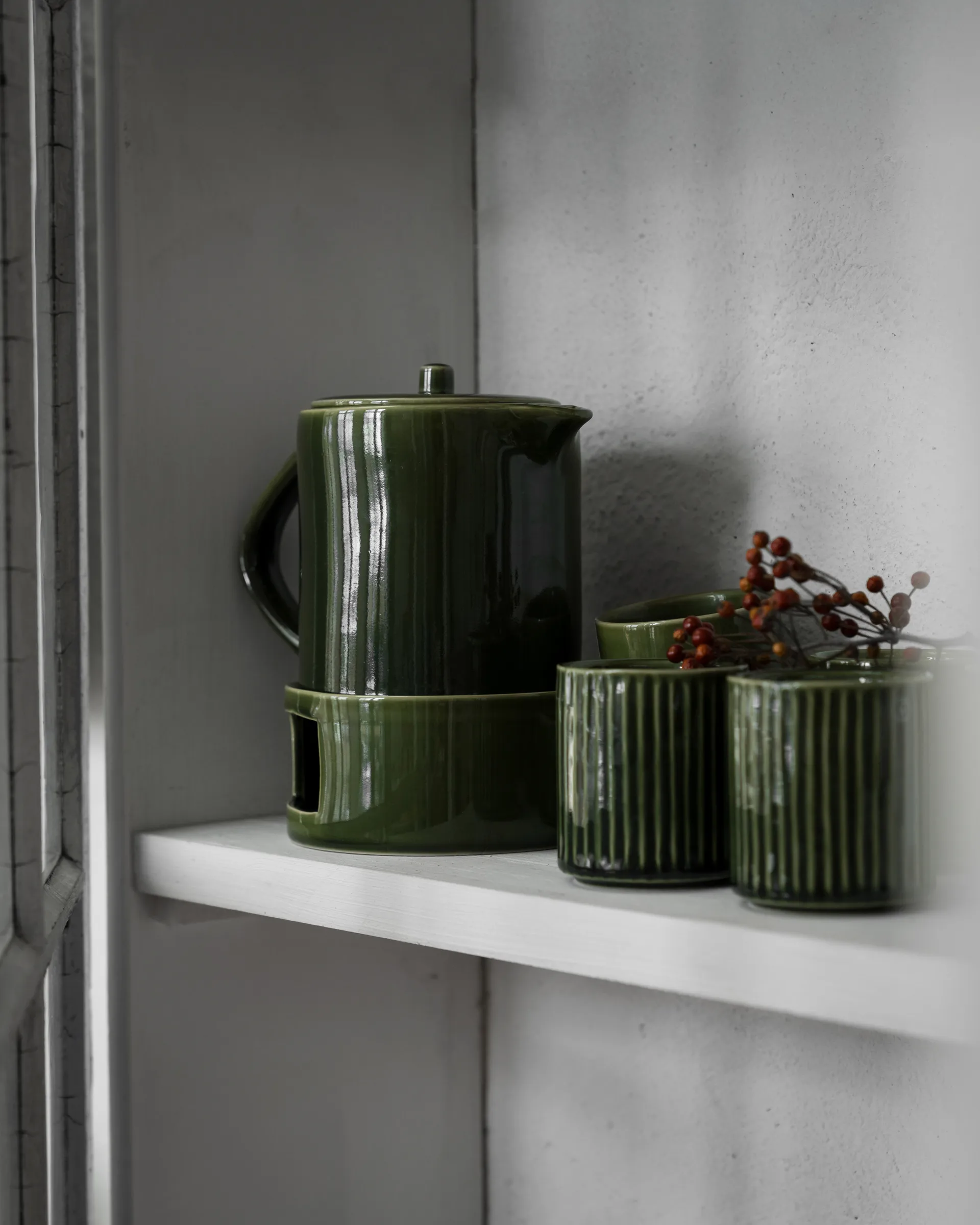 Kubek żebrowany Ernst, bez ucha 19 cl, Zielony ERNST