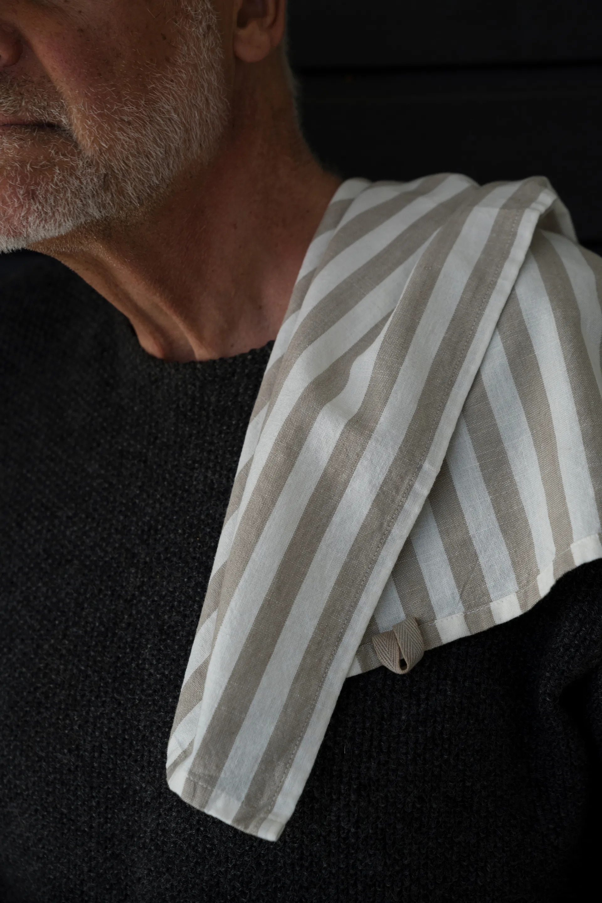 Ręcznik kuchenny w szerokie paski Ernst  47x70 cm, Beżowo-biały, w paski ERNST