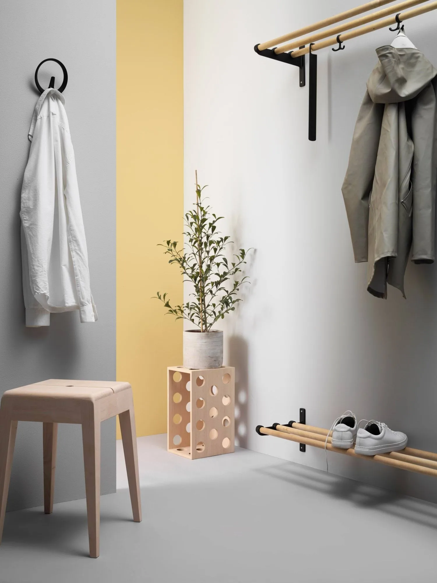 Nostalgi półka na kapelusze, półka na buty, Biały-jesion, 100 cm Essem Design