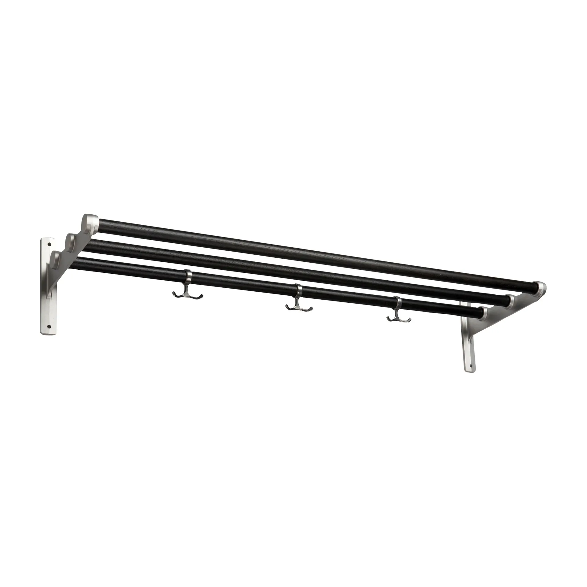 Nostalgi półka na kapelusze, półka na buty, Dąb barwiony na czarno-aluminium Essem Design