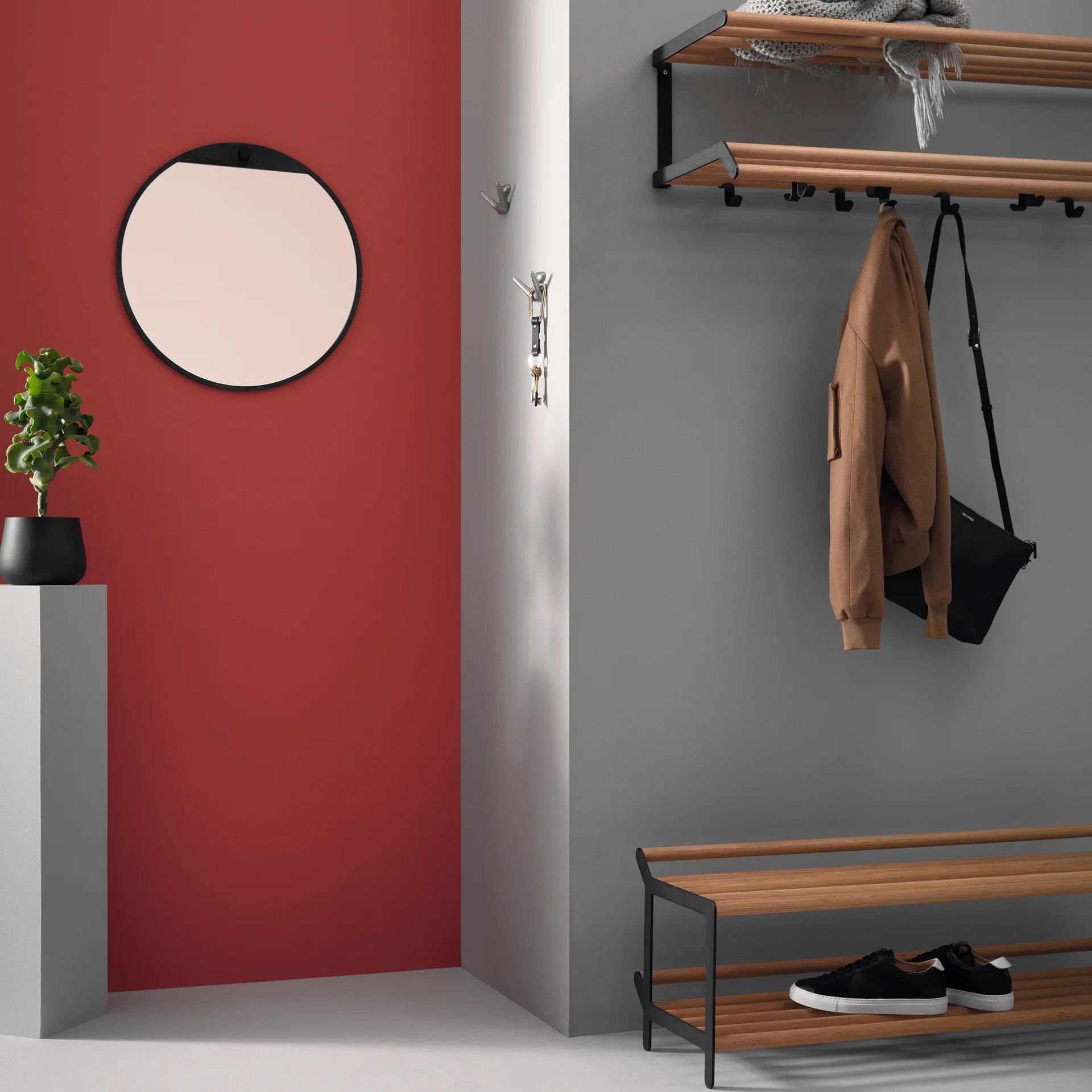 Tamburin półka na buty 100 cm, Dąb-czarny Essem Design