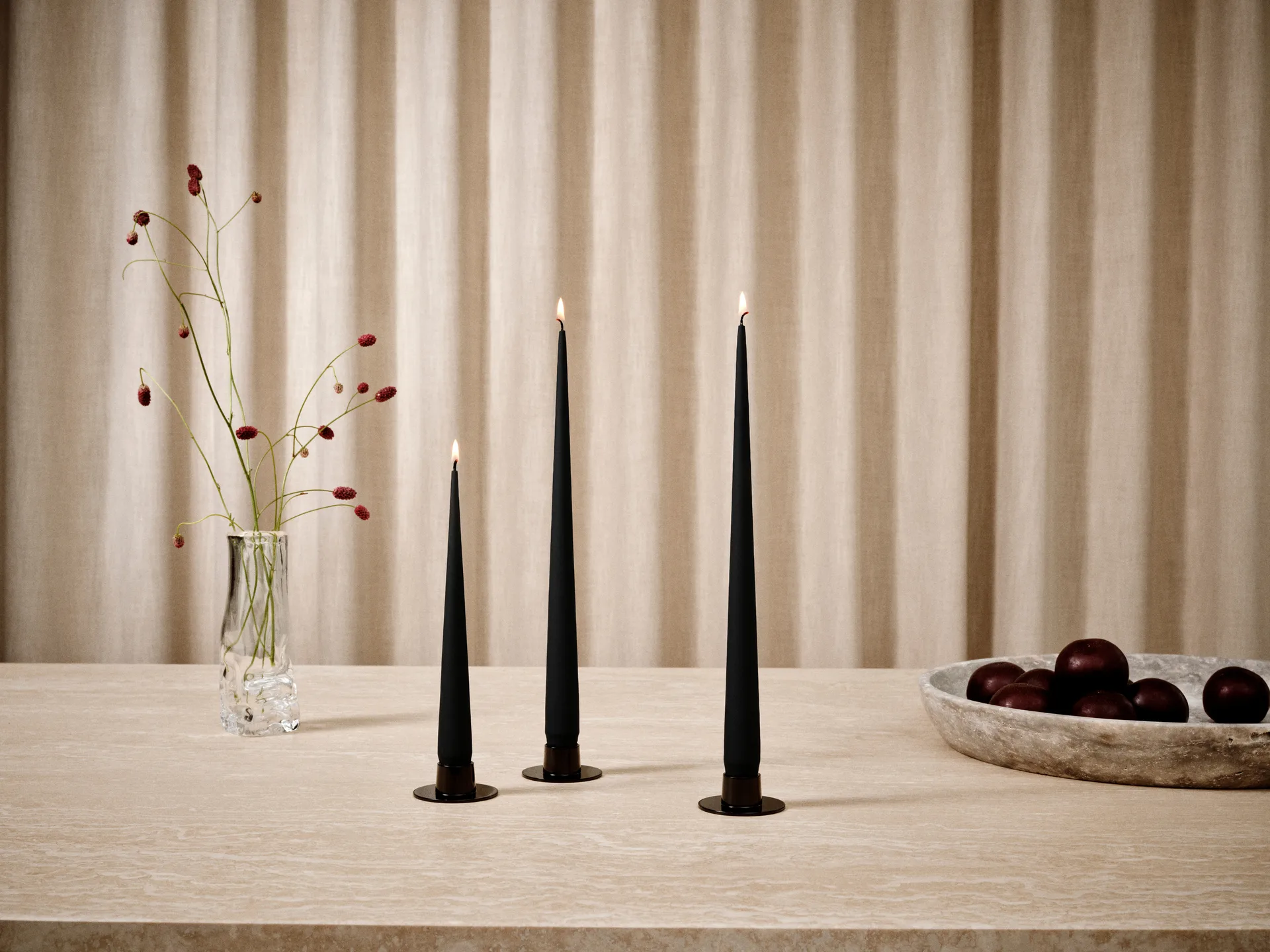 ester & erik świeca 4-pack matowy, Velvet matt black 95, 42 cm ester & erik