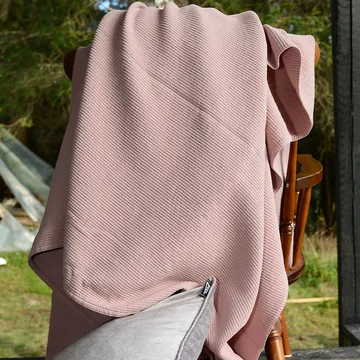 Stripe narzuta na łóżko z pranej bawełny 180x260 - Dusty rose - Etol Design