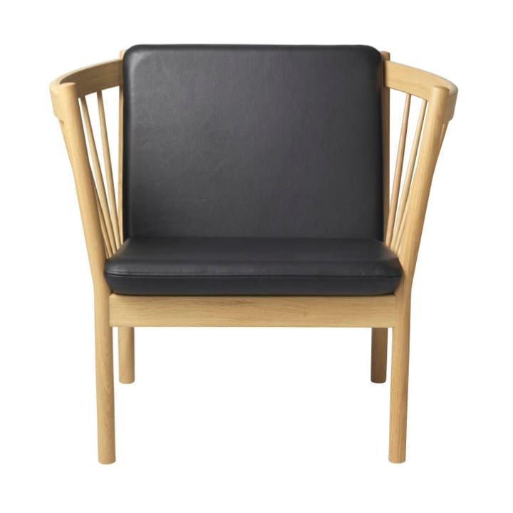 Fotel J146 Armchair - Oak nature lacquered-black leather - FDB Møbler