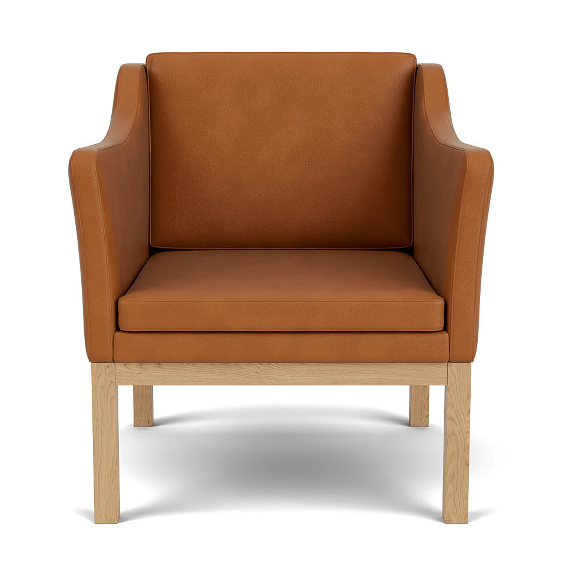 Fotel z podłokietnikami L46 MK155 easy chair, Dąb lakierowany-skóra cognac FDB Møbler