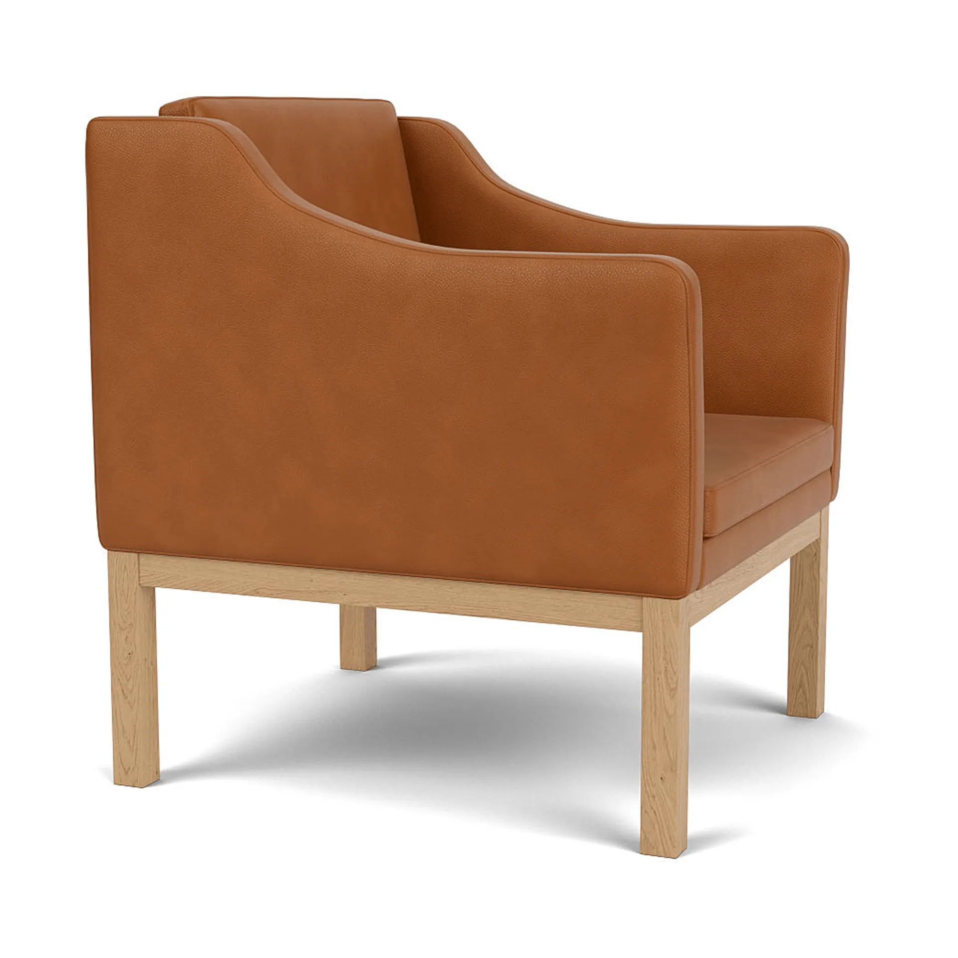 Fotel z podłokietnikami L46 MK155 easy chair, Dąb lakierowany-skóra cognac FDB Møbler