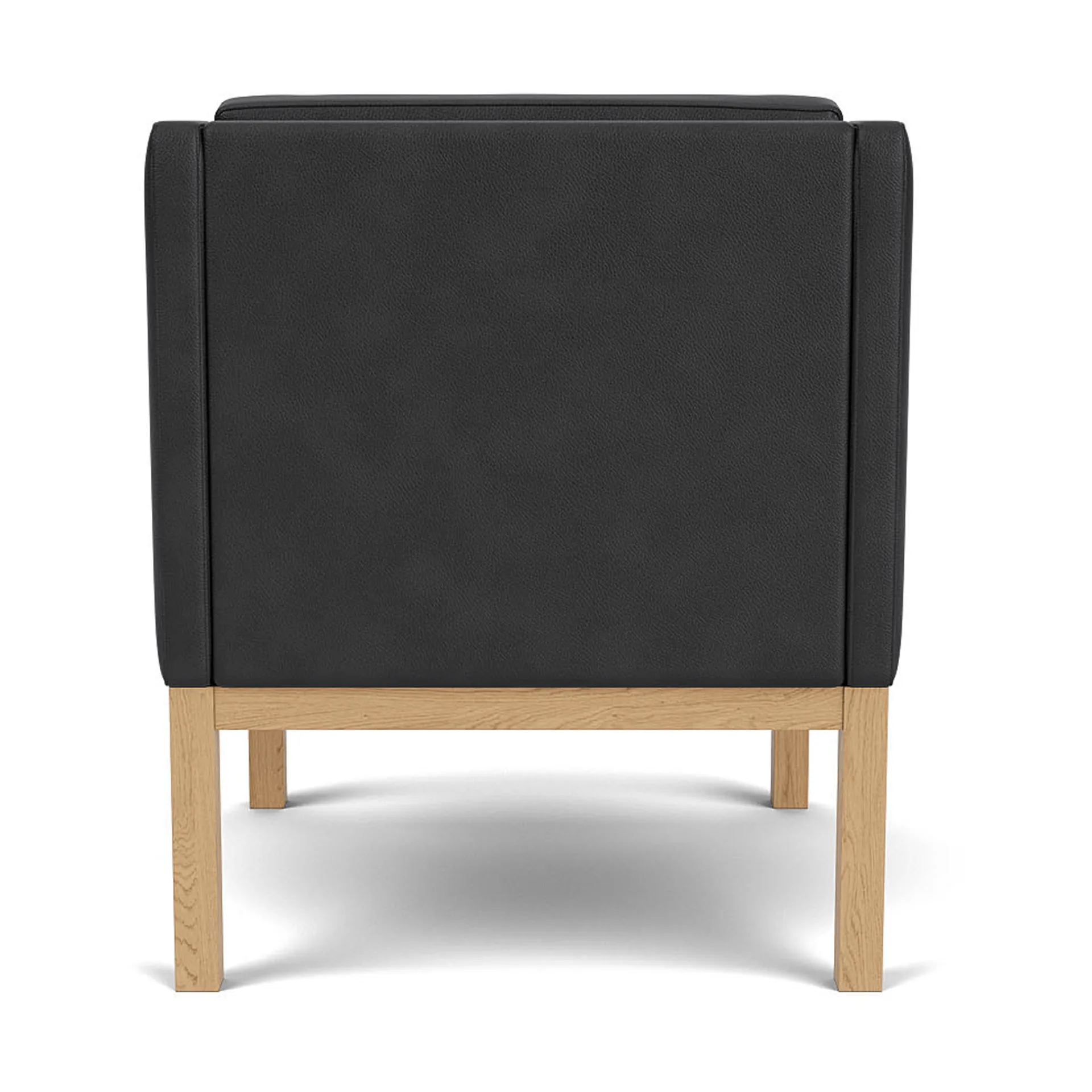 Fotel z podłokietnikami L46 MK155 easy chair, Dąb lakierowany-skóra czarna FDB Møbler