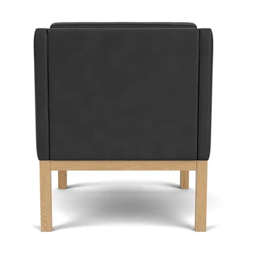 Fotel z podłokietnikami L46 MK155 easy chair - Dąb lakierowany-skóra czarna - FDB Møbler